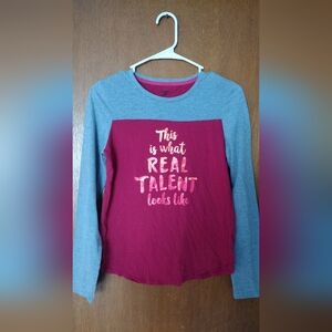 Athletic Works Girls 14-16 Shirt "This Is What Real Talent Looks Like" Pink Gray